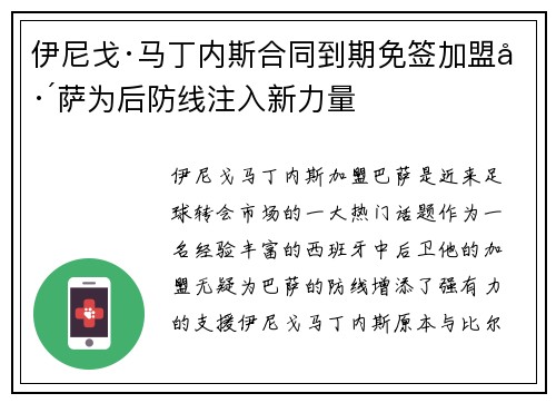 伊尼戈·马丁内斯合同到期免签加盟巴萨为后防线注入新力量